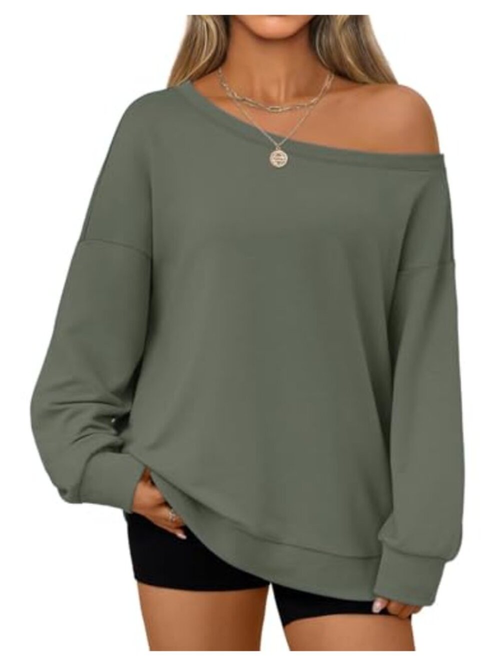 Off Shoulder Oversized Sweatshirt Long Sleeve Pullover Top